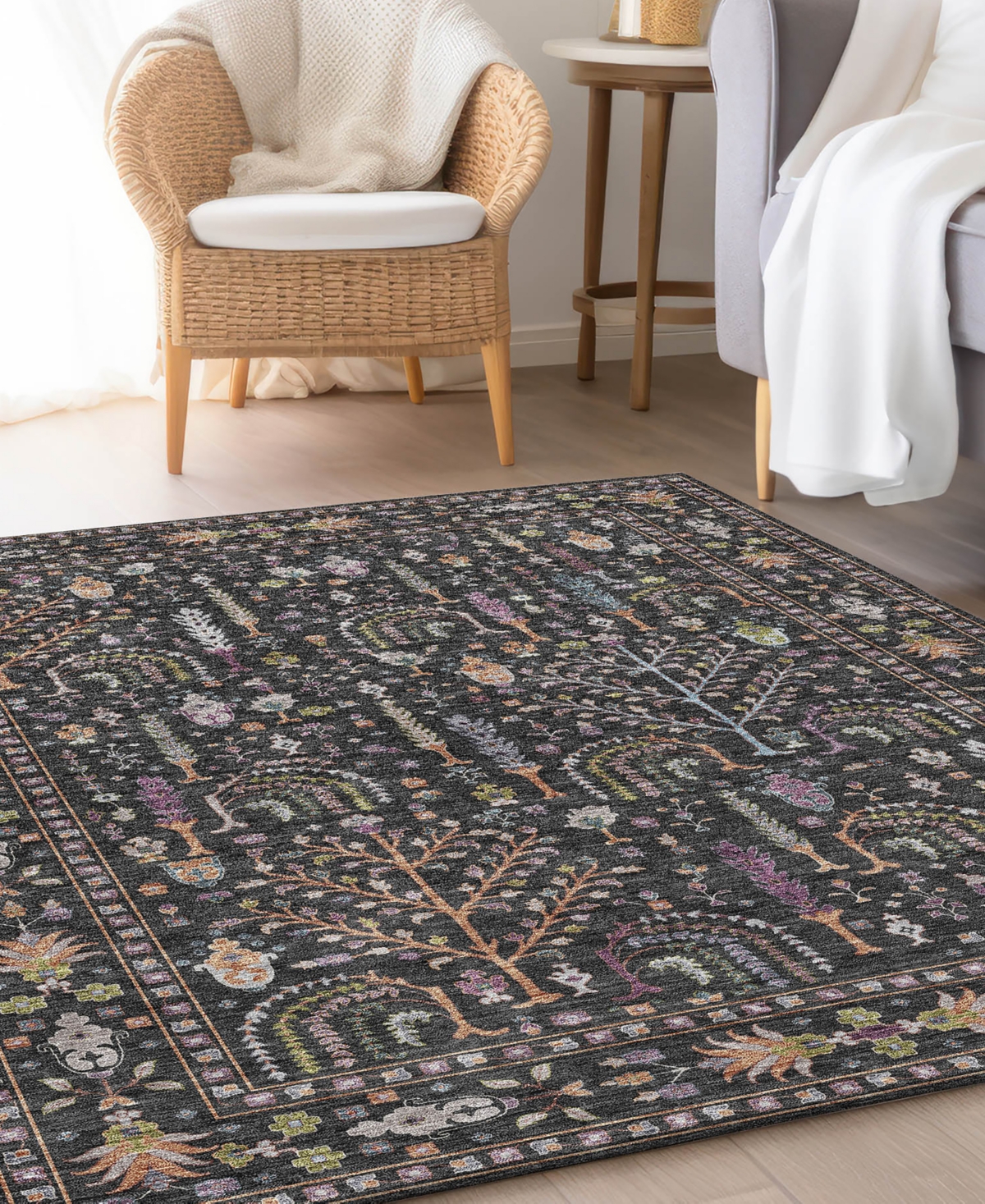 Dalyn Hatay Washable Hy5 3'x5' Area Rug In Black