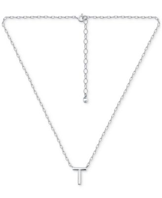 Initial T Pendant Necklace in Sterling Silver, 16" + 2" extender, Created for Macy's