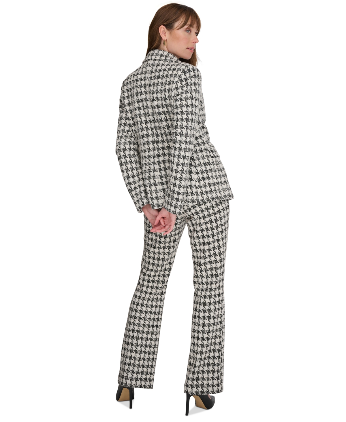 Tommy Hilfiger Women's Houndstooth Double-Breasted Jacket -pearl