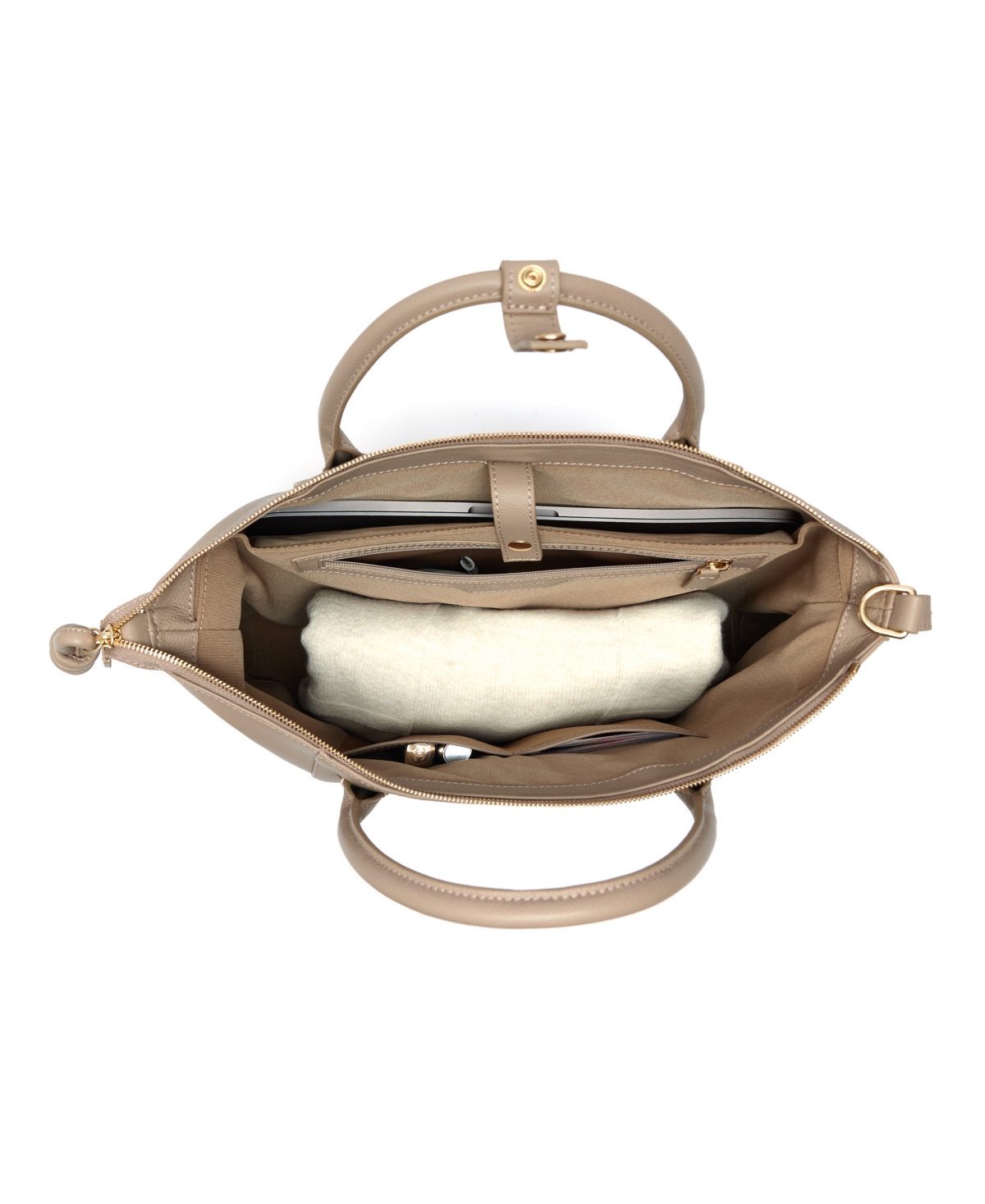 Esin Akan Wimbledon Large Leather Backpack Tote In Beige