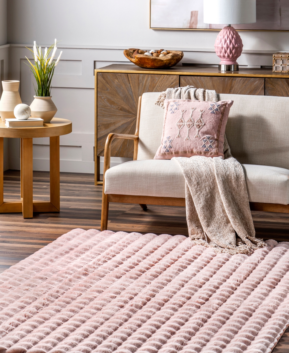 Nuloom Washable Faux Rabbit Jeni 2'6"x8' Runner Area Rug In Rose