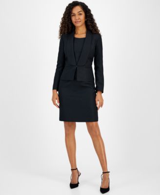 Women's Shawl-Collar Jacket Dress Suit Set, Regular & Petite