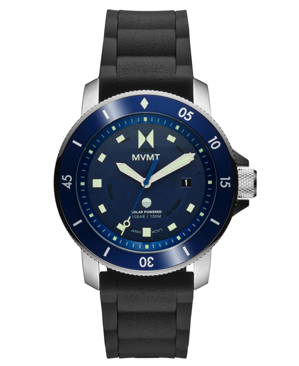 Mvmt Men's Cali Diver Black Silicone Watch 40mm In Blue