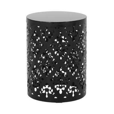 Streamdale Stylish Outdoor Side Table with Iron Cut Floral Design