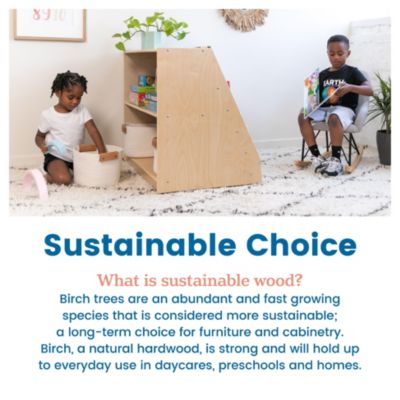 Double-Sided Mobile Book Display with Storage, Natural, 1