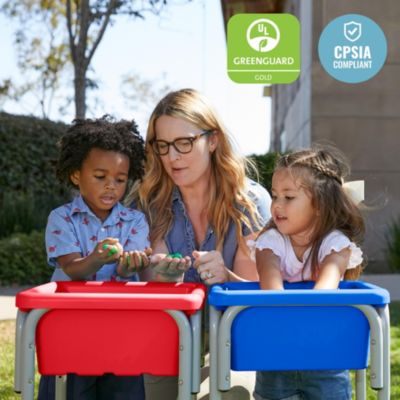 2 Station Square Sand and Water Table with Lids - Seafoam/Turquoise