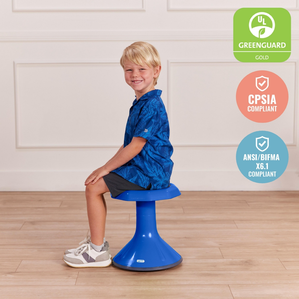 ECR4Kids Ace Active Core Engagement Wobble Stool, 15-Inch Seat Height, Grey