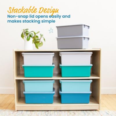 Cubby Storage Bin with Lid, Blue, 10-Piece