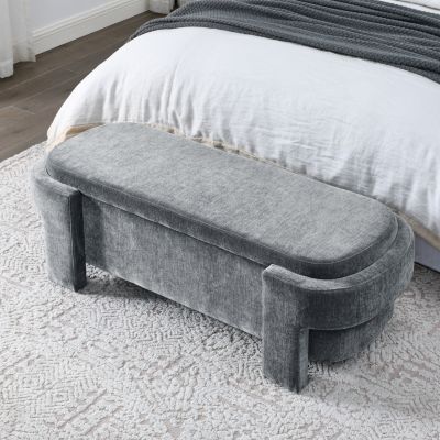 Chenille Storage Bench for Living, Entryway, Bedroom