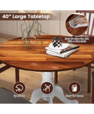 Round Wooden Dining Table with Curved Trestle Legs for Kitchen or Dining Room