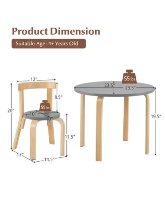 5-Piece Kids Wooden Curved Back Activity Table and Chair Set with Toy Bricks