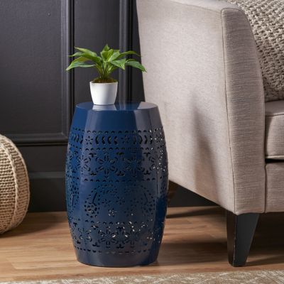Streamdale Lace-Cut Barrel Side Table Stylish, Durable, Versatile