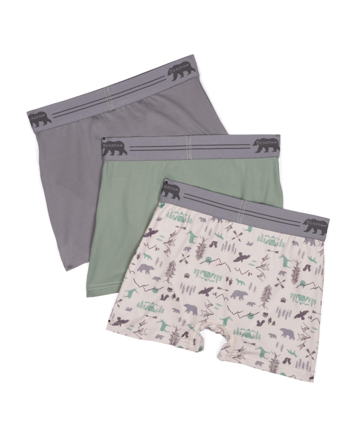 Bearpaw Toddler Boys 3-Pack Microfiber Boxer Briefs - grey, green