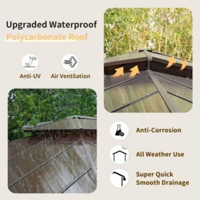 12x16ft Hardtop Gazebo with Polycarbonate Roof