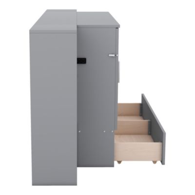 Streamdale Full Size Murphy Bed with Shelves, Drawers and USB Ports, Gray