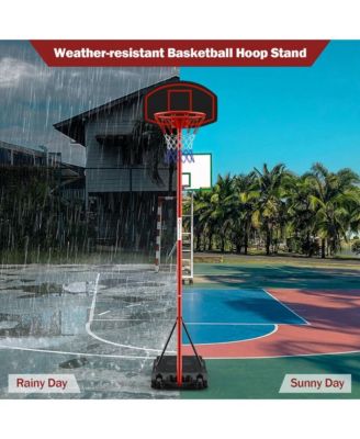 Adjustable Basketball Hoop System Stand Portable with 2 Wheels Fillable Base-Black & Red