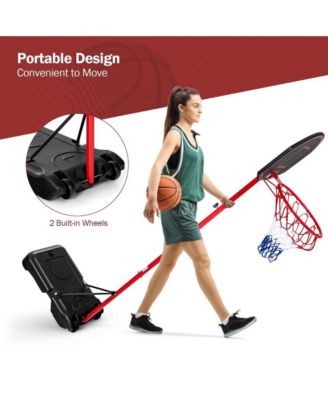 Adjustable Basketball Hoop System Stand Portable with 2 Wheels Fillable Base-Black & Red