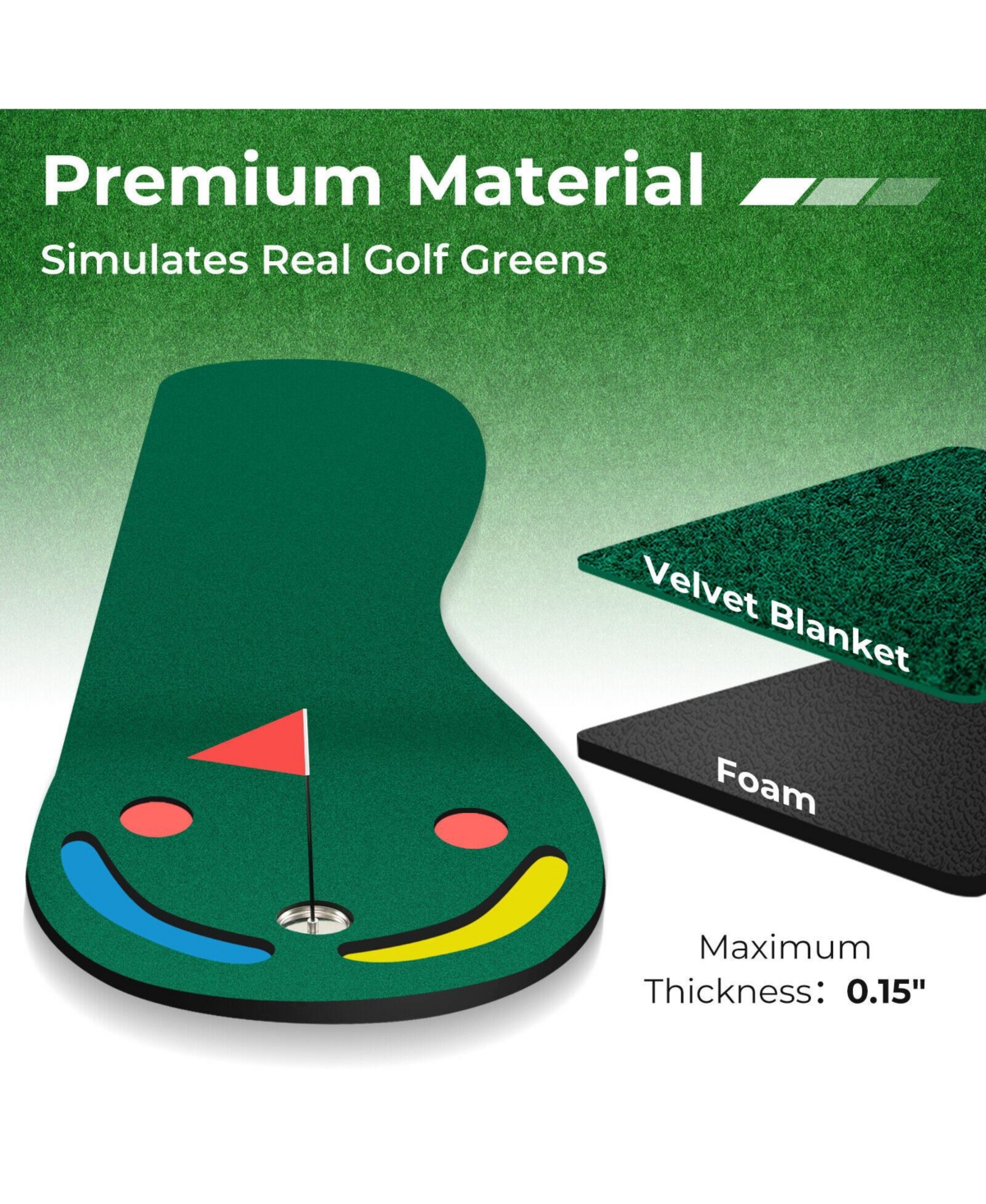Slickblue Golf PuttingSet for Indoor Outdoor Use - Green