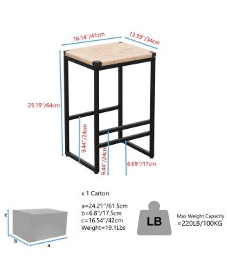 2 Backless Bar Stools in Paper Rope Woven Chairs