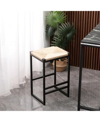 2 Backless Bar Stools in Paper Rope Woven Chairs