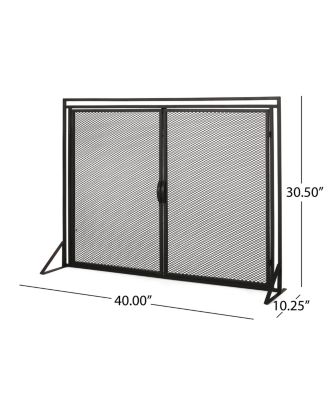 Streamdale Matte Black Modern Iron Fireplace Screen with Access Doors