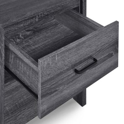 Minimalist Wood-Finish Nightstand with Convenient Storage