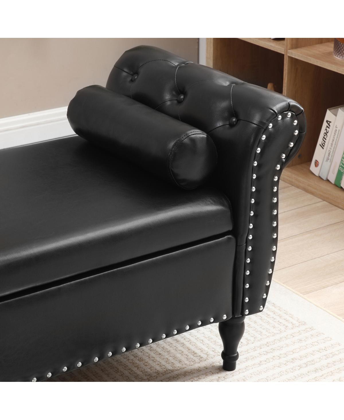 Simplie Fun 63" Upholstered Storage Bench Ottoman