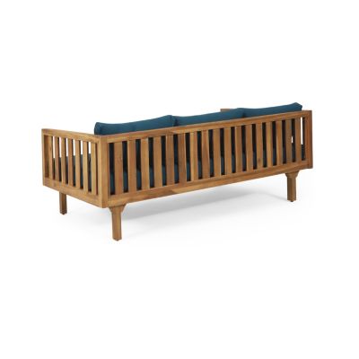 Streamdale Acacia Wood Daybed with Slat Paneling and Water-Resistant Cushions