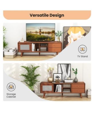 Bamboo TV Stand for TV up to 65 Inch-Brown