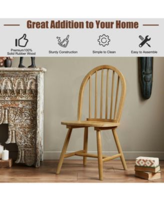 Set of 2 Windsor Dining Chairs with Spindle Backrest in Vintage Wood Finish