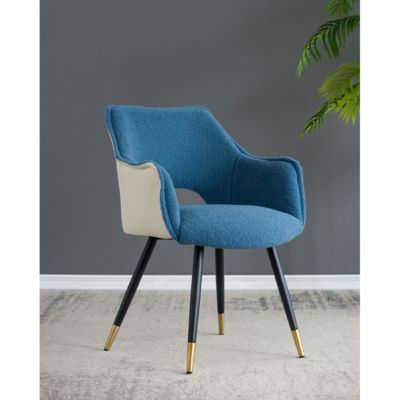 Set of 2 Blue Fabric Side Accent Chairs, 23" x 23" x 34
