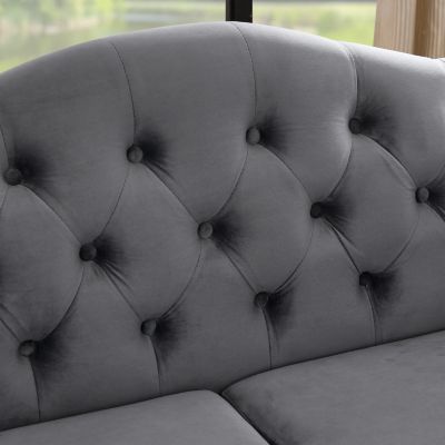 + 3-Seater + Grey Velvet + Combination + Sofa