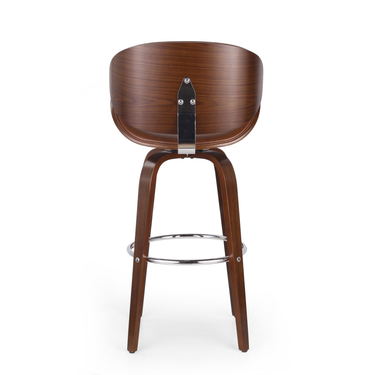 Streamdale Furniture Mid-Century Modern Barstool with Bentwood Frame and Faux Leather Upholstery