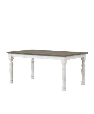Ebret Farmhouse Two-tone Distressed Wood Dining Table, Brown and White
