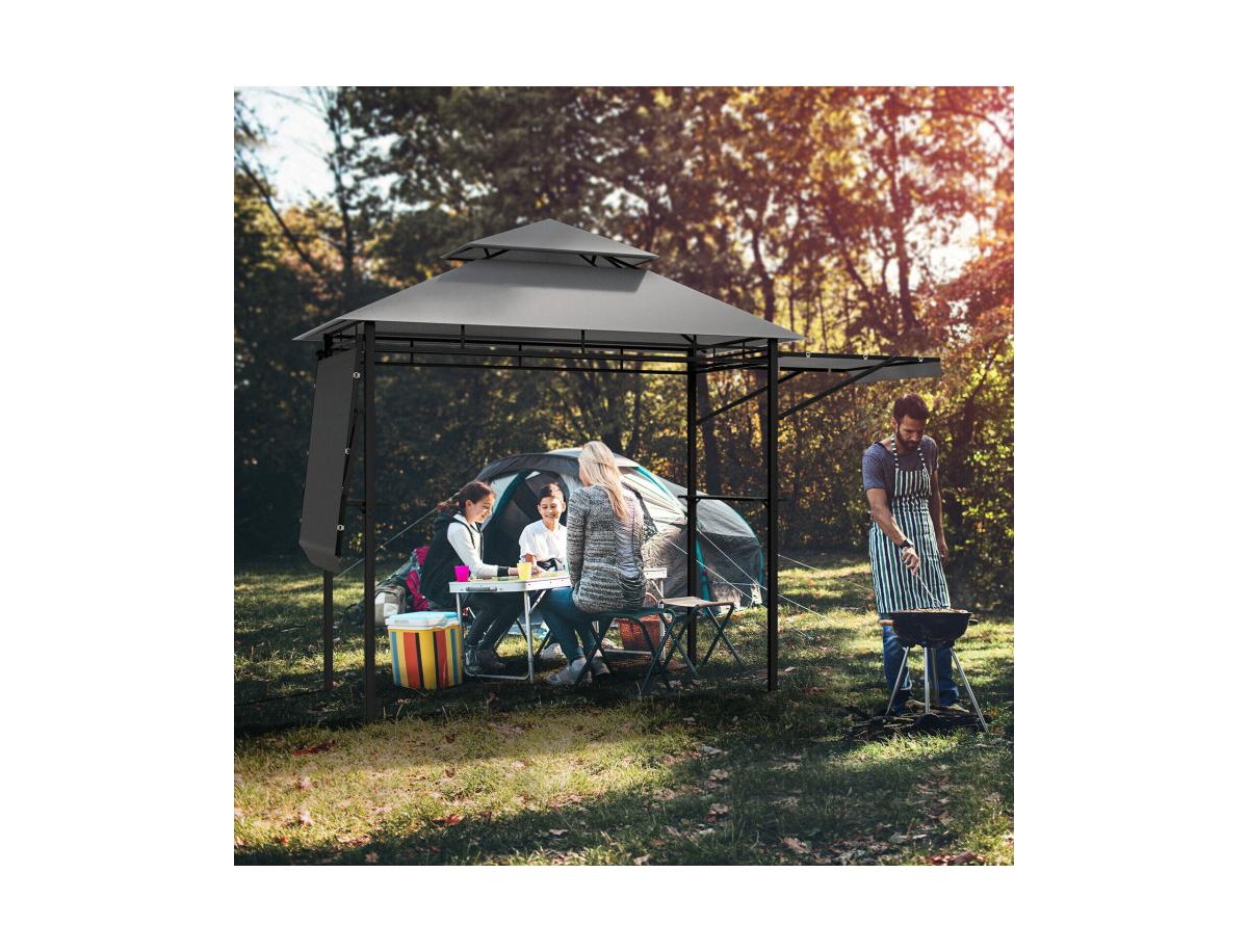 Slickblue x 4 Feet Patio Bbq Grill Gazebo Canopy with Dual Side Awnings