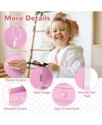 Kids Vanity Table and Chair Set with Shelves Drawer and Cabinet