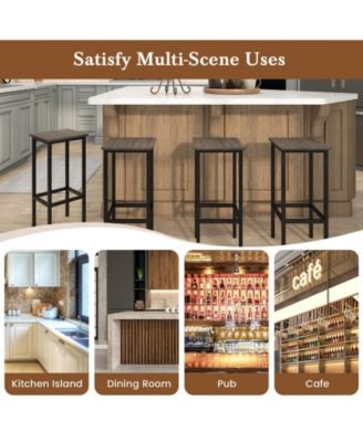 Set of 4 Bar Stool Set 26" Bar Chair with Metal Legs and Footrest