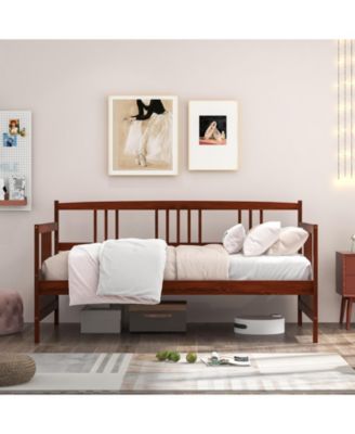 Twin Size Wooden Slats Daybed Bed with Rails
