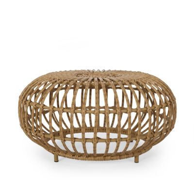 Boho-Chic Handcrafted Faux Rattan Woven Coffee Table