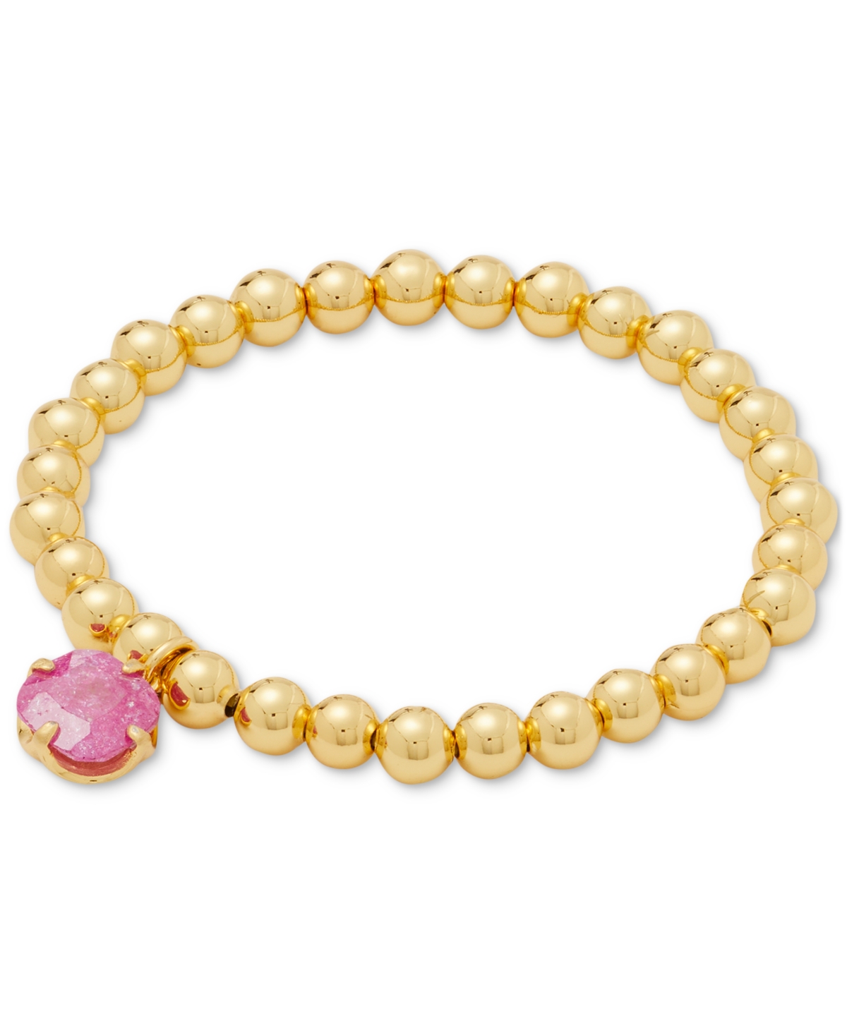 Kate Spade New York Gold-Tone Stone Charm Beaded Stretch Bracelet - Fuchsia