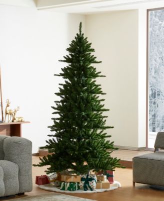 7.5ft Pre Lit Green Slim Fir Christmas Tree with 400 Light Emitting Diode Lights, 9 Functional Warm White Multi color, remote controller