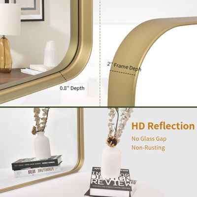 Rectangular Wall Mounted Mirror 22"x30" in Gold