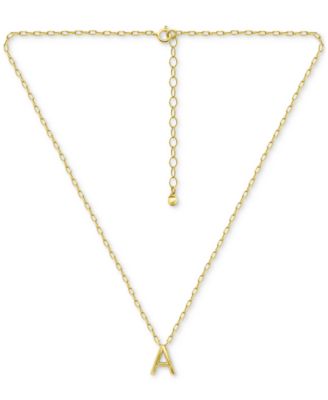 Initial A Pendant Necklace in 18k Gold-Plated Sterling Silver, 16" + 2" extender