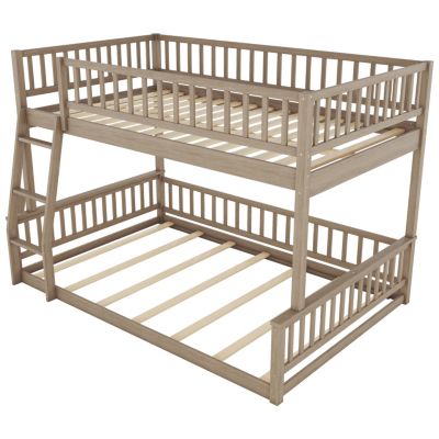 Streamdale Full XL over Queen Bunk Bed with Ladder and Guardrails, Walnut