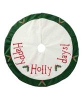 Glitzhome 48 D Christmas Felt Dimensional Holly Leaves Tree Skirt - Multi