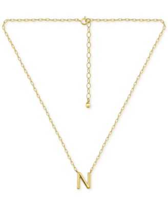 Initial N Pendant Necklace in 18k Gold-Plated Sterling Silver, 16" + 2" extender, Created for Macy's