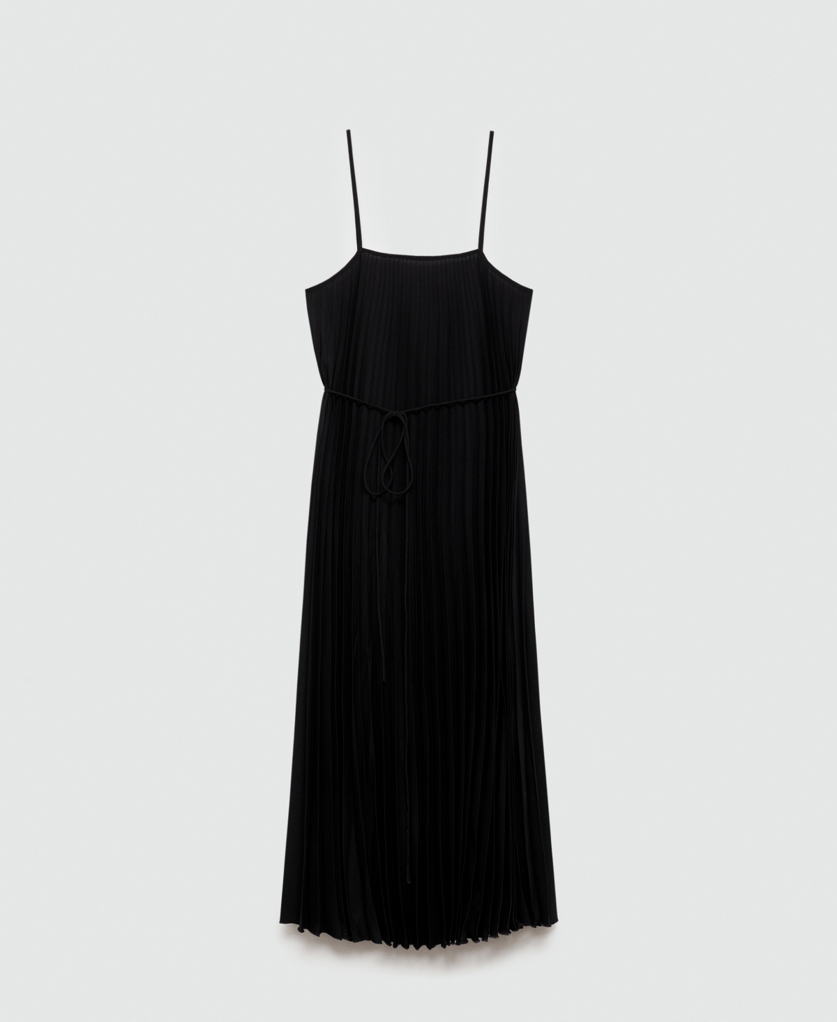 Mango Pleated Dress With Bow Green In Green