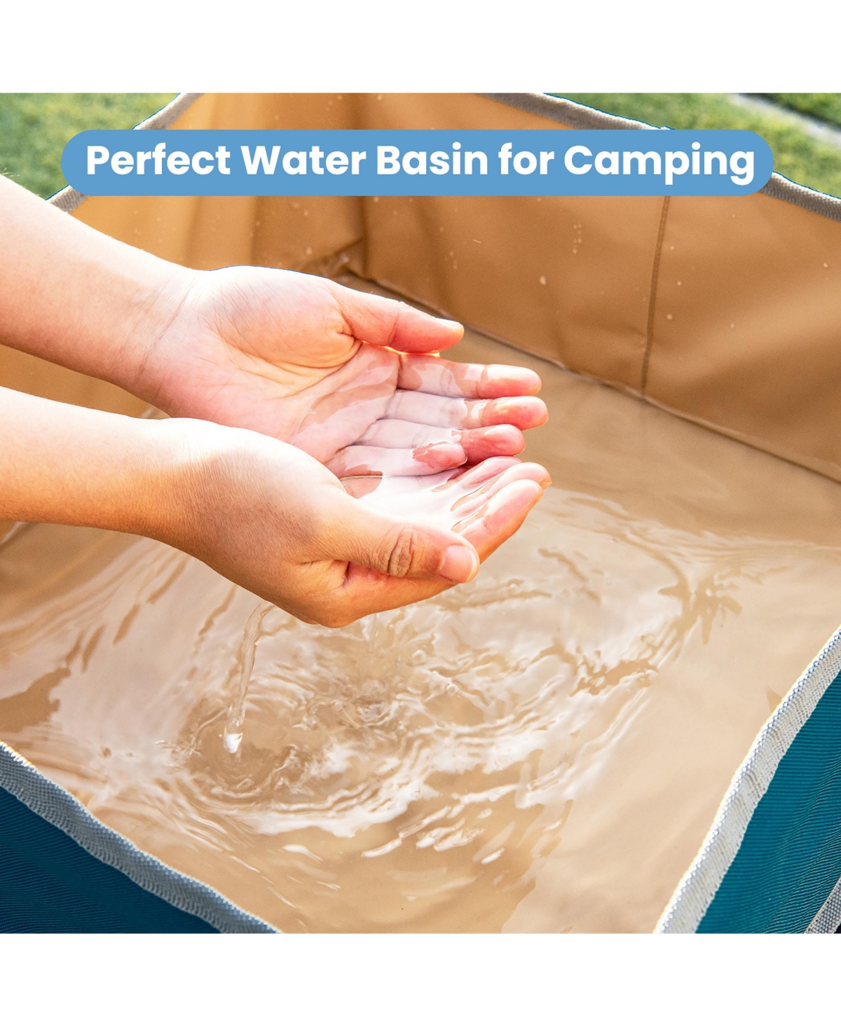 Slickblue 2 Pieces Folding Camping Tables with Large Capacity Storage Sink for Picnic