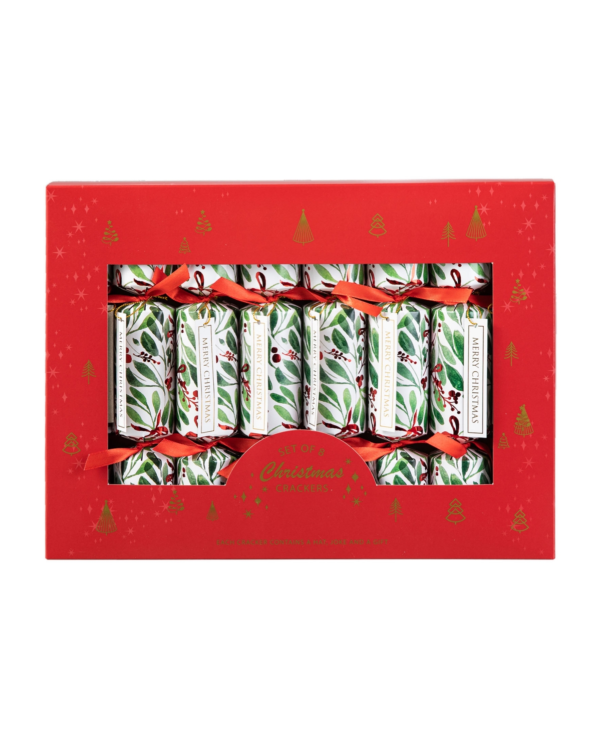 Glitzhome 8pk 1.50''d X 10.00''h Christmas Holy Leaves Party Cracker With Gift Contents In Multi