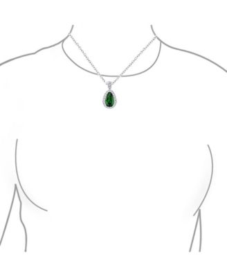 Classic Fashion Pear Shape Solitaire Teardrop Halo CZ Cubic Zirconia Pendant Necklace Matching Drop Earrings Jewelry Set Silver Plated